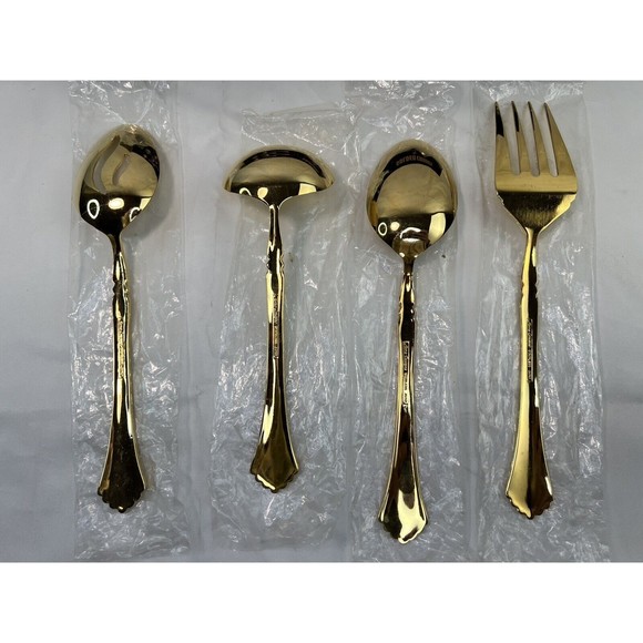 Vtg MCM GOLDEN CANNES HOME CONCEPTS 4-PIECE GOLD-ELECTROPLATE HOSTESS SET Japan‎ - Picture 8 of 9